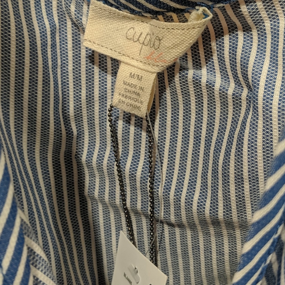 CUPIO blue/white sleeveless faux wrap dress M nwt - Picture 8 of 9